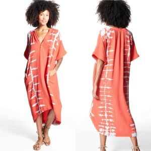 Young Fabulous & Broke YFB Baja Kaftan in Tiger Lily Ladder Wash S/M